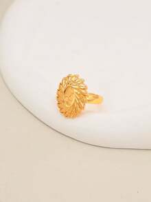 1pc Fashionable European & American Rose Laser Cut Open Ring, Hollow Wedding Jewelry - Yellow Gold - View 14