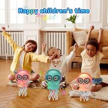 Crawling Electric Dancing Jellyfish Toy, Jellyfish Lying Toy With LED Lights And Music, Automatic Obstacle Sensing Smart Tentacle Explorer, Party, Children's Day, Birthday Gift, Suitable For Boys And Girls, Pink And Green Children's Gift, Batteries Not Included - Multicolor - View 10
