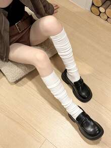 1双 - 灰色过膝长袜，修身韩版甜美酷炫少女保暖腿套，春夏款 - 彩色 - 查看 3