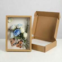 1个精美3D展示盒，适用于植物标本、门票和纪念品——木质镂空设计，细节闪亮，非常适合墙面或桌面装饰、家居装饰、房间装饰、人造礼品、生日毕业圣诞装饰