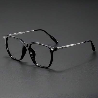 1PC Fashion Glasses - Classic Square Metal Frame, Transparent Lens, Cyberpunk Style, Unisex