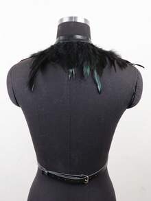 Eleganter schwarzer Federumhang für Damen im Gothic-Stil, Federumhang für Halloween, Karneval, Musikfestivals, Barpartys, dekorative Fotos - Verschiedenfarbig - Übersicht 8