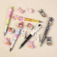 10颗/5颗/1颗可爱3D复活节彩蛋兔子硅胶珠套装，时尚设计，适合珠宝制作，可用于DIY手链、挂绳、串珠笔、节日装饰和其他手工艺品，是串珠用品、生日派对、返校季、毕业典礼、复活节的完美礼物。 - 彩色 - 查看 4