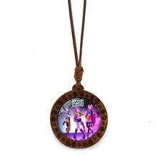 1件 K-POP 女巫狩猎主题木质吊坠项链，卡通动漫复古毛衣链饰品 - 彩色 - 查看 11