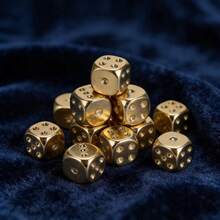 4颗精美纯铜麻将骰子 | 精心打造，适用于桌游、酒吧和KTV - 黄色，桌面游戏，酒吧老板和游戏爱好者 - 金色 - 查看 6
