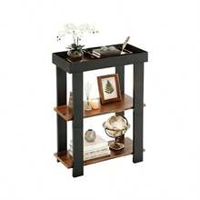 Narrow Side Table, 3 - Tier Side Table, Rustic Farmhouse Narrow End Table With Storage, Slim Table Nightstand Small Spaces, Bedroom Or Living Room Rustic Brown - Rustic Brown - View 2