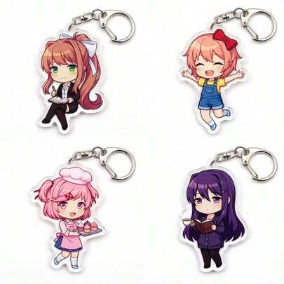 Doki Doki Literature Club! Approx. 5.5cm Long Acrylic Chibi Anime Character Mini Hanging Plaque, Cute Anime Keychain, Bedroom/Home Decor Hanging Ornament