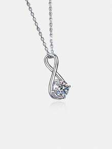 1pc Elegant 925 Sterling Silver 1 Carat 6.5mm Moissanite Pendant Necklace, Suitable For Women's Daily Wear, Wedding, Eternal, Valentine's Day, Mother's Day, Luxury Fashion Jewelry Gift
