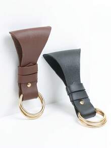 1PC Vintage Medieval Skirt Clip, Retro Faux Leather Belt Skirt Holder With Double Ring, Renaissance Costume Accessory For Women - A - View 8