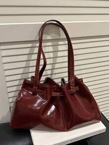 韩版褶皱软皮腋下手提包，大容量通勤手提包，春季新品 - 彩色 - 查看 14