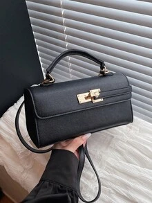 Fashionable Women's Shoulder Bag, New Arrival Niche Design Casual Versatile Minimalist Stylish Handbag, Comfortable PU Material Solid Color Design, Adjustable Detachable Long Shoulder Strap, Comfortable Handheld, Spacious, Square Bag - Multicolor - View 5