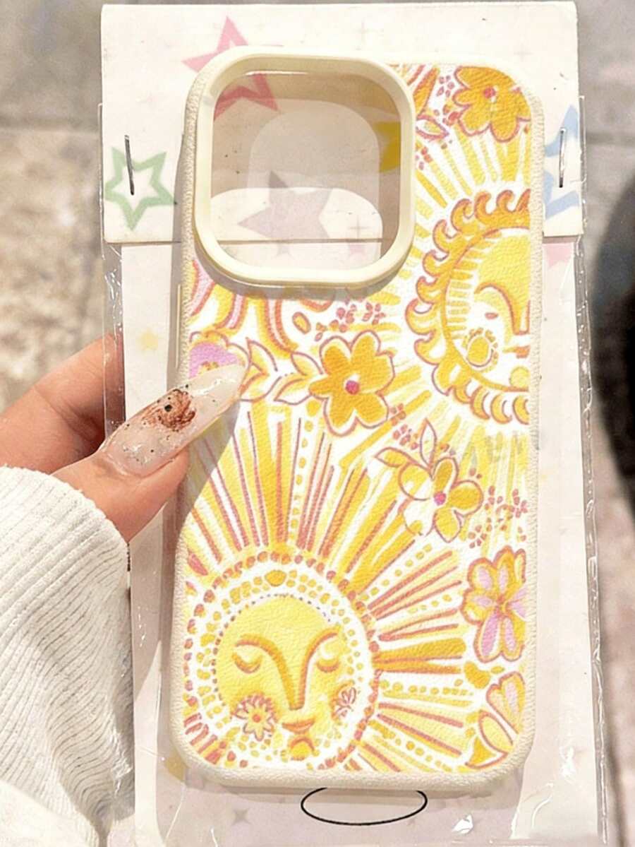 1pc Minimalist Sunflower Graphic Soft TPU Shockproof Protective Phone Case, Compatible With IPhone 11/12/13/14/14Plus/15/15Plus/16/16Plus/7/8Plus/17/17Pro - Multicolor - View 1