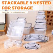 GHQ 40pc-Piece Food Storage Box Set Kitchen Storage Containers Lunch Boxes Stackable Reusable Snack & Lunch Boxes Plastic Snap-Fastening Storage Boxes  With Attached Labels & Markers For Food Storage & Kitchen Organization - Large Capacity - View 2