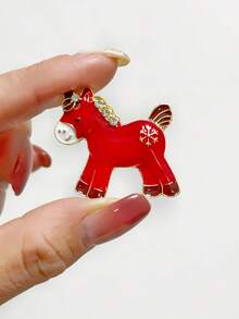 1pc Vintage Style Animal Glazed Rhinestone Snowflake Brooch, Suitable For Hat, Clothes, Pants, Etc. - Multicolor - View 1