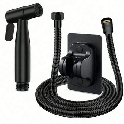 Juego de 3 piezas de rociador de bidé de acero inoxidable - Incluye cabezal de ducha de mano, manguera de extensión y soporte de montaje en pared. Fácil instalación sin perforación. Adecuado para baño, inodoro, ducha, bañera, fregadero de cocina, baño de hotel y talla grande. Satisface las necesidades de higiene personal, es conveniente para lavar ropa y ropa de cama. También aplicable para limpieza del hogar, jardinería y lavado de mascotas. Una solución de almacenamiento ideal para el baño. ¡Diseñado específicamente para amas de casa, te encantará!