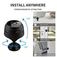 2 mini camere, cameră wireless ascunsă de înaltă definiție cu suport, compatibilă cu conexiune WIFI, poate fi controlată prin aplicația mobilă pentru vizualizare și monitorizare, potrivită pentru sufragerie, birou și utilizare în exterior în mașină. - Multicolor - Vizualizare 4