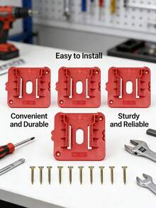 Easy Install Heavy Duty Milwaukee 18V Battery Holder – Compatible With Milwaukee 18V Lithium-Ion Batteries (48-11-1820, 48-11-1828) – Secure Screw-Fixed Storage Rack - Multicolor - View 6