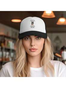 1 Pcs Interesting And Popular Patterns (277) Funny Stylish Printed Baseball Cap, Unisex Outdoor Sun Protection Sponge Mesh Cap, Adjustable, Suitable For Spring And Autumn Travel And Beach Vacations - Black and White - View 6