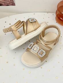 波西米亚风金色厚底凉鞋 | 水钻踝带度假鞋 - 金色 - 查看 8