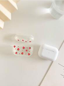 Strawberry Painted Transparent Earphone Case With Detachable Buttons, Fashion Bluetooth Headphone Protective Cover Compatible With AirPods, Pro, 3, Pro (2nd Gen), 1/2 - Multicolor - View 3