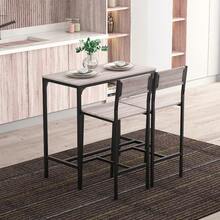 3 Pcs Table Stool Set Industrial Design W/ Metal Frame Oak Tone MDF Panels Minimal Compact Beautiful - 835-135 - View 9