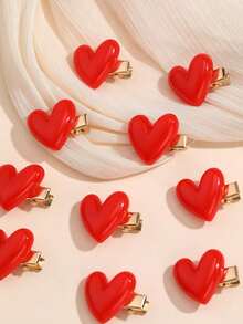 Bộ 10 kẹp tóc hình trái tim màu đỏ dành cho bé gái, thích hợp trang trí dịp Lễ Tình nhân và Năm mới, phù hợp để trang trí hàng ngày. - Nhiều màu - Xem 4