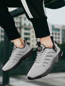 All Black Mesh Breathable Casual Shoes, Slip-On Lightweight Slouchy Shoes, Non-Slip Soft Bottom Shoes, Honeycomb Mesh Breathable Casual Shoes, One-Touch, Commuting & Walking Lightweight Versatile, Suitable For Commuting, Walking, Simple And Versatile Style, Suitable For Those Pursuing Comfort And Low-Key Style. - Grey - View 2