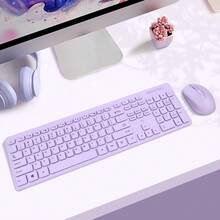 Wireless Keyboard And Mouse Combo - Rii Standard Office PC Keyboard And Optical Wireless Mice (Purple) - 紫色 - 查看 7