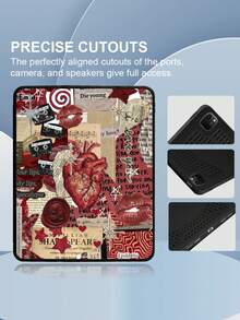 This Tablet Case Features Red Stickers, A Red Heart, And Lips, Making It A Perfect Birthday, Holiday, Or Valentine's Day Gift For Friends, Close Friends, Family, Brothers, Colleagues, Lovers, Classmates, Teachers, Or Yourself. It's Compatible With IPad Air 4/5 (10.9-Inch) And IPad 8/9 (10.2-Inch). It Boasts A Black Flip Design With A Pen Slot And Enhanced Heat Dissipation. - Black - View 4