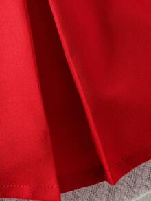 Young Girls Cherry Print Ruffle Collar Sleeveless Shirt And Bow Skirt Set, Summer - Red - View 9