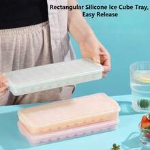 Popsicle Mold Silicone Ice Cube Tray Long Bar Large Ice Block Mold Ice Cube Tray Commercial Whiskey Home Use With Lid Ice Cube Storage Box - Multicolor - View 2