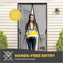 Mag.Netic Screen Door, Hands-Free Kidsssss/Pet-Friendly Walk Through - Se- Mag.Netic Closure Screen Door Mesh, Stay-Open Option With Buckles - Keeps Bugs Out Lets Breeze In, Fits Door Size (39.4\ X 82.7\) - 39.4英寸 x 82.7英寸 - 查看 6