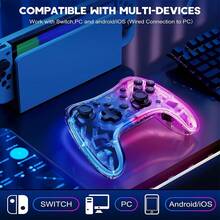 BONJDYOR Transparent Wireless Gamepad With RGB Lighting, 6-Axis Gyroscope, 360-Degree High-Precision Joystick, Dual Vibration, Compatible With Switch OLED/Lite, PC, Android, IOS Devices - Clear - View 6