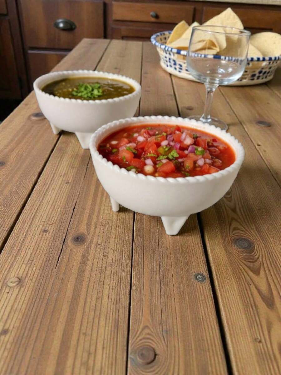 12 salseras de plástico blanco tipo molcajete reutilizable para eventos y negocios. contenedor de salsas - Blanco - Ver 1