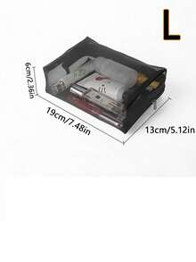 Transparent Mesh Cosmetic Bag, Makeup Bag, Cosmetic Storage Bag, Portable Storage Bag, Toiletry Bag, Large Capacity Travel Toiletry Bag, Cosmetic Storage Bag, Back To School Storage Bag, Skincare Bag, Cosmetic Storage Bag - Black - View 10