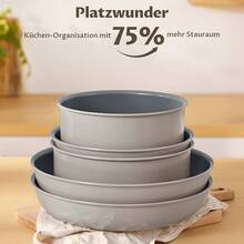 Ensemble de 17 pièces de batterie de cuisine robuste avec revêtement antiadhésif en céramique, compatible induction et allant au four, casseroles et poêles à poignée amovible et empilables pour toutes les cuisinières (/), / cuisinière, camping & - 17 Stück - Übersicht 9