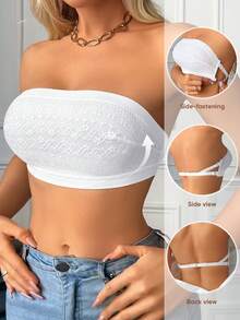 MEIYATING Áo ngực quây ren gợi cảm dành cho nữ, thoáng khí, nhẹ, không lưng, phù hợp với nhiều trang phục mùa hè. - trắng - Xem 8