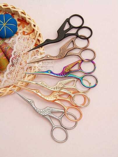 4.57-Inch Large Crane Scissors, 3.7-Inch Small Crane Scissors, Large + Small Combination Set, Vintage Craft Scissors, Sewing Fabric Scissors, Embroidery Scissors, Cross-Stitch Thread Trimmers, Paper And Office Stationery Scissors, Pointed Eyebrow Trimmers, Multi-Purpose Small Scissors.