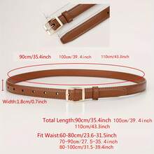 1 chiếc thắt lưng nữ thời trang bằng da PU màu trơn, khóa vuông tối giản, đa năng và là phụ kiện không thể thiếu. - Nhiều màu - Xem 8