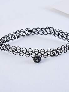 12pcs Gothic Style Handmade Woven Fishline Tattoo Choker Necklace Set For Women