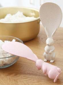 Rabbit Shaped Rice Spoon, Kitchen Shovel, Standing Cooking Tools, Rice Cooker Supplies,Flatware Serving Spoons Rice Servers, Cute Kitchen Non-Stick Rabbit Rice Paddle Spoon Tool, Pp Shape Standing Rice Spoon, Non-Stick, Stand-Up Rice Spoon, For Kitchen, Birthday Gift, New Year Gifts - Multicolor - View 3