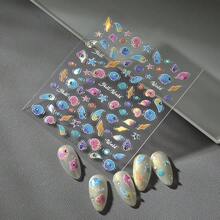 Summer Nail Art Stickers 5D Embossed Se--Adhesive Nail Stickers For Nail Art With Starfish Shell Design Nail Decals Conch Manicure Decorations For Women Artificial Nails Supplies - 風格8 - View 4