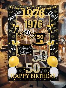 1set Black Gold 50th Birthday PhotoBooth Props,Happy Birthday Paper Photo Frame,Party Photo Booth Props,Black Gold Fifty Birthday Party Decoration,Fun Party Accessories, Birthday Celebrations In 2008,50 Year Old Birthday Party Supplies,Birthday Gift Party Favor - 50th Birthday - View 6