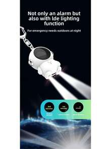 1个可爱宇航员造型Type-C可充电个人安全警报器，130分贝声波警报带手电筒，迷你可充电安全钥匙扣，送给女孩和学生的礼物 - 彩色 - 查看 8