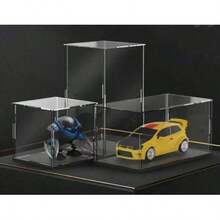 Stackable Acrylic Display Box With Black Base, Assembled Vertical Display Stand, Dust-Proof Protection Box For Collectibles, Figurines, Memorabilia. Full Set Glove-Style Acrylic Display Case, Easy Assembly, Anti-Dust