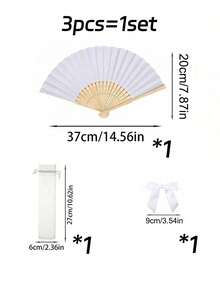 3/15/30支装白色和绿色纸扇套装,白色竹制折叠手扇,优雅女士便携式纸扇,夏季白色和绿色婚礼回礼,配有绿色领结和透明收纳袋,适用于新娘送礼会、生日派对赠品、拍照道具和婚礼派对装饰 - 彩色 - 查看 15
