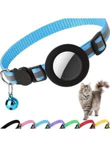 iDestry Cute Cat Collar With Detachable Reflective Kitten Collar With Bell, Compatible With Apple AirTag Holder, Nylon Silicone Material, Multiple Colors Available, Adjustable - Multicolor - View 8