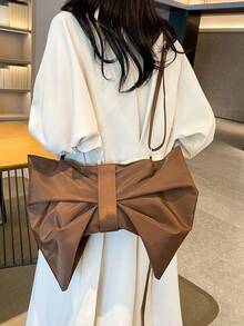 Cute Large Capacity Fashion Bow Crossbody Bag For Women - Brown - View 5