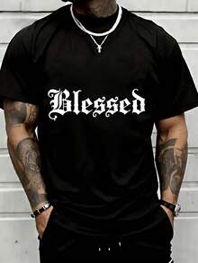 2026 New Popular Fashion Casual Men's T-Shirt Print Mens Creative Top - Ultra-Casual Short Sleeve Crew Neck T-Shirt For Comfort - Perfect For Summer Outdoor Activities, Ideal For Mens Everyday Wear, Casual Shortsleeved Round Neck Top, Mediumstretch Fabric, Machine Washable, Comfortable Fit For All Seasons, Tshirt With Unique Pattern, Comfortable Fit. , Relaxed Fit, Casual Wear,  Top, Men's T-Shirt,Halloween,Casual,Christmas Fun Printed Round Neck Short Sleeved Men's T-Shirt, Suitable For: Sports Events/Holiday Parties/Outings/Sports And Other Holiday Gifts - 黑色 - 查看 1