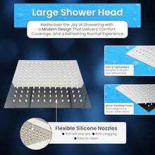 CYPNDucha de Lluvia de Alta Presión Cabezal de Ducha de Acero Inoxidable para el Baño Ángulo Ajustable para Ducha de Baño Ducha Fija de Ahorro de Agua Ultra Fina Boquilla Silicona Cuadrado 10 PulgadFashion - 227326701 - Ver 4